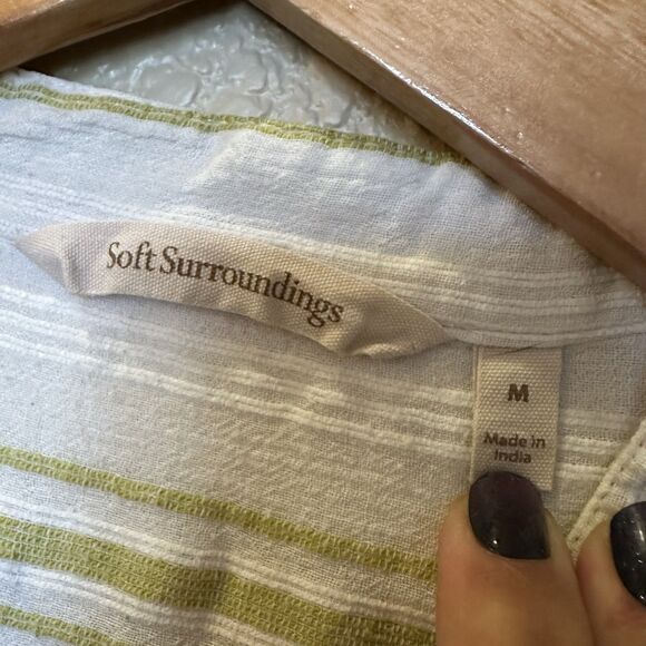 Soft Surroundings Elisha Gauze Tunic Blouse Beaded Collar Medium - Picture 4 of 7